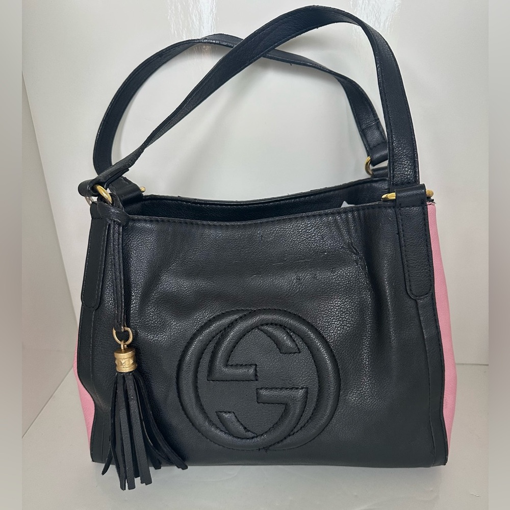 Designer Black Bag with Pink Sides & Black Tassel